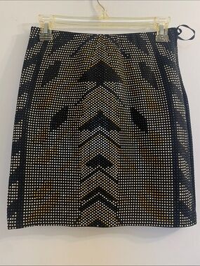 Romeo & Juliet Couture Black Mini Skirt with Gold & Silver Studs
